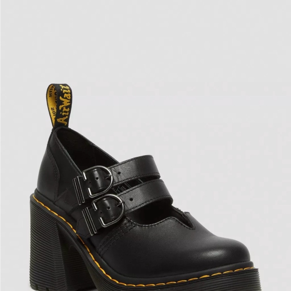 Dr. Martens Black Platform Eviee Buckle Shoes